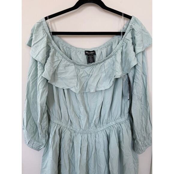 Wrangler Light Blue Off-Shoulder Mini Dress - Picture 5 of 9